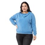 Disentis Modest Büyük Beden Degaje Kapüşonlu Yaka Cepli Parça Boyalı Üç Iplik Mavi Sweatshirt, 44