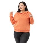 Disentis Modest Büyük Beden Degaje Kapüşonlu Yaka Cepli Parça Boyalı Üç Iplik Turuncu Sweatshirt, 48
