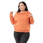 Disentis Modest Büyük Beden Degaje Kapüşonlu Yaka Cepli Parça Boyalı Üç Iplik Turuncu Sweatshirt, 50