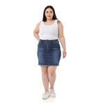 DISENTIS MODEST Büyük Beden Eteği Püsküllü Düğme Detaylı Mavi Denim Mini Etek