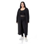 Disentis Modest Büyük Beden Fitilli Crop Body Tayt Hırka Üçlü Siyah Takım, 46