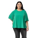Disentis Modest Büyük Beden Geniş Kısa Kollu Benetton Yeşili Bluz,46