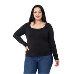 Disentis Modest Büyük Beden Içi Şardonlu Uzun Kollu Fitilli Siyah Body, 52