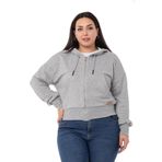 Disentis Modest Büyük Beden Kanguru Cepli Kapüşonlu Üç Iplik Gri Melanj Sweatshirt, 48