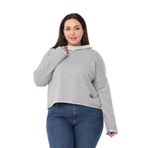 Disentis Modest Büyük Beden Kapüşonlu Düşük Kollu Pis Dikişli Üç Iplik Gri Melanj Sweatshirt, 46