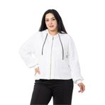Disentis Modest Büyük Beden Kapüşonlu Fermuarlı Üç Iplik Beyaz Sweatshirt, 50