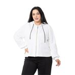 Disentis Modest Büyük Beden Kapüşonlu Fermuarlı Üç Iplik Beyaz Sweatshirt, 54