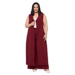 DISENTIS MODEST Büyük Beden Maxi Yelek Pantolon Bordo İkili Takım, 52