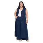 DISENTIS MODEST Büyük Beden Maxi Yelek Pantolon Lacivert İkili Takım, 50