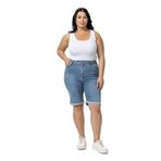 Disentis Modest Büyük Beden Paçası Katlamalı Beş Cepli Denim Açık Mavi Şort, 50