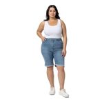 DISENTIS MODEST Büyük Beden Paçası Katlamalı Beş Cepli Denim Açık Mavi Şort