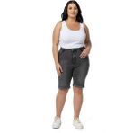 Disentis Modest Büyük Beden Paçası Katlamalı Beş Cepli Denim Antrasit Şort, 48