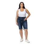 Disentis Modest Büyük Beden Paçası Katlamalı Beş Cepli Denim Lacivert Şort, 50