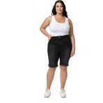 Disentis Modest Büyük Beden Paçası Katlamalı Beş Cepli Denim Siyah Şort, 54