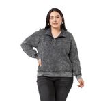 Disentis Modest Büyük Beden Pis Dikişli Fermuarlı Yırtmaçlı Parça Boyalı Antrasit Sweatshirt, 52