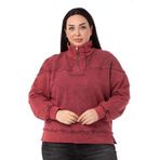 Disentis Modest Büyük Beden Pis Dikişli Fermuarlı Yırtmaçlı Parça Boyalı Bordo Sweatshirt, 46