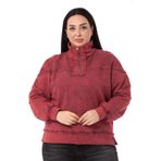 Disentis Modest Büyük Beden Pis Dikişli Fermuarlı Yırtmaçlı Parça Boyalı Bordo Sweatshirt, 54