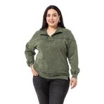 Disentis Modest Büyük Beden Pis Dikişli Fermuarlı Yırtmaçlı Parça Boyalı Haki Sweatshirt, 52