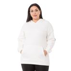 Disentis Modest Büyük Beden Sırtında Yazı Detaylı Kapüşonlu Kanguru Cepli Üç Iplik Beyaz Sweatshirt, 52