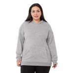 Disentis Modest Büyük Beden Sırtında Yazı Detaylı Kapüşonlu Kanguru Cepli Üç Iplik Gri Melanj Sweatshirt, 48