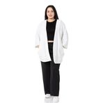 Disentis Modest Büyük Beden Truvakar Kollu Oversize Cepli Üç Iplik Beyaz Hırka, 46