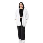 Disentis Modest Büyük Beden Truvakar Kollu Oversize Cepli Üç Iplik Beyaz Hırka, 52