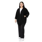 Disentis Modest Büyük Beden Truvakar Kollu Oversize Cepli Üç Iplik Siyah Hırka, 46