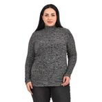 DISENTIS MODEST Büyük Beden Yarım Balıkçı Uzun Kollu Triko Çizgili Siyah Body, 50