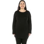 Disentis Modest Büyük Beden Yuvarlak Yaka Uzun Kollu Viskon Uzun Siyah Body - 50