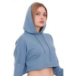 Disentis Modest Kadın Mavi Kapüşonlu Bağcık Detaylı Crop Sweatshırt, 38