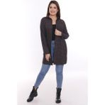 Disentis Modest Kareli Gizli Cepli Kolu Apoletli Uzun Dokuma Tunik Gömlek - 40 - 13K-Kahverengi