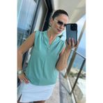 DISHI FASHİON Düğmeli Saten Bluz YEŞİL