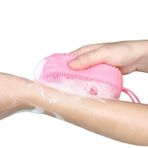 Dışı Silikon, İçi Süngerli Duş, Banyo, Hamam Kesesi, Rahatlatıcı Masaj Etkili Yumuşak Duş Lifi, Silikonlu Süngerli Duş Kesesi (Pembe)