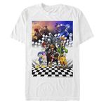 Disney Big & Tall Kingdom Hearts Group Checkers Beyaz Erkek T-shirt