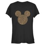 Disney Classic Çita Desenli Mickey Silüeti Kadın Bisiklet Yaka T-Shirt Siyah S