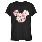 Disney Classic Mickey Silüeti Tropik Desenli Kadın Bisiklet Yaka T-Shirt Siyah M