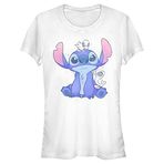 Disney Classics Lilo & Stitch Tatlı Ördekler Kadın Bisiklet Yaka T-Shirt Beyaz L