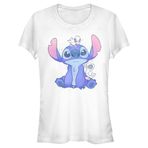 Disney Classics Lilo & Stitch Tatlı Ördekler Kadın Bisiklet Yaka T-Shirt Beyaz M
