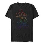 Disney Classics Mickey Mouse Renkli Desenli Erkek Bisiklet Yaka T-Shirt Siyah L