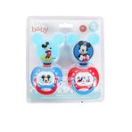 Disney Cudlie Mickey Mouse Erkek Bebek 4'lü Paket 2 Emzik ve 2 Klips Eski Zamanlar Mickey Baskılı