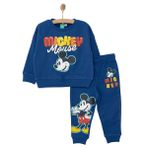 Disney Erkek Bebek Eşofman Takımı Mickey Mouse Bisiklet Yaka Ribanalı Paça Uzun Kol Lacivert 2 Yaş -
