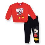 Disney Erkek Bebek Lisans Eşofman Takımı Baskılı Bisiklet Yaka Long Sleeve Ribanalı - Kırmızı