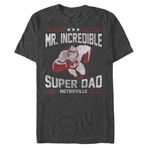 Disney Erkek Mr Incredible Baba Tişörtleri, Gri/Sportif Süper Baba, L