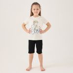 Disney Frozen D4803 Kız Çocuk Kısa Kol T-Shirt - 2 - 3 Yaş - Krem Rengi