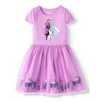 Disney Frozen II Big Girls Elsa and Anna Tutu Dress (Violet Elsa Anna Olaf, Large 10/12)