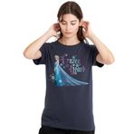 Disney Frozen Kadın ELSA Has A Frozen Heart Ladies, Deep Navy Tişört, mavi (deep navy), M