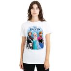 Disney Frozen Kadın Karlar Ülkesi Posteri ELSA, Anna, Kristoff ve Olaf Ladies, Beyaz Tişört, Beyaz, XL