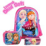 Disney Frozen Lisanslı Okul Seti 3'lü - Elsa ve Anna Sırt Çantası, Beslenme Çantası, Kalemlik - Kız Çocuk İçin