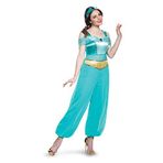 Disney Kadın Jasmine Deluxe Yetişkin Kostümü, Turkuaz, Turkuaz, M (8-10)