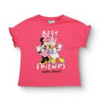 Disney Kız Bebek Lisans Tişört Baskılı Bisiklet Yaka Kısa Kol - Pembe